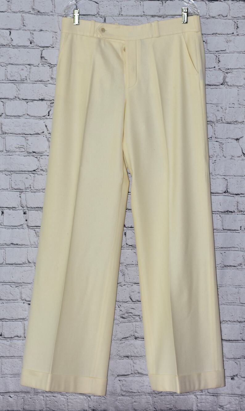 Ralph Lauren Blue Label Ivory Wool Palazzo Wide-Leg Pants Size 10 USA